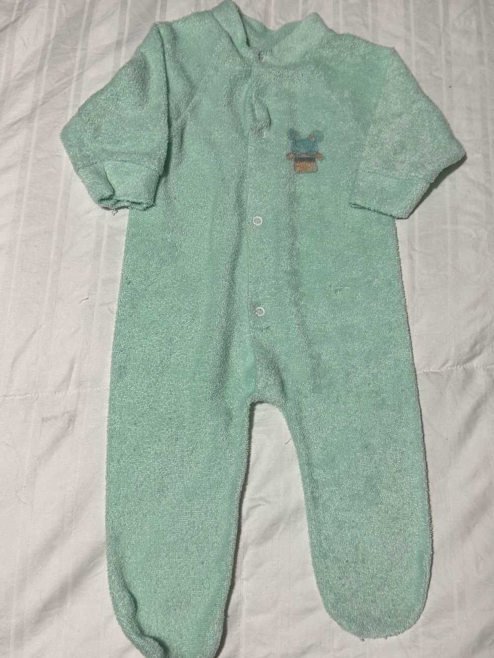 Vintage 80s 90s Baby Sleeper Footed Pajamas Terry Cloth Snap Front